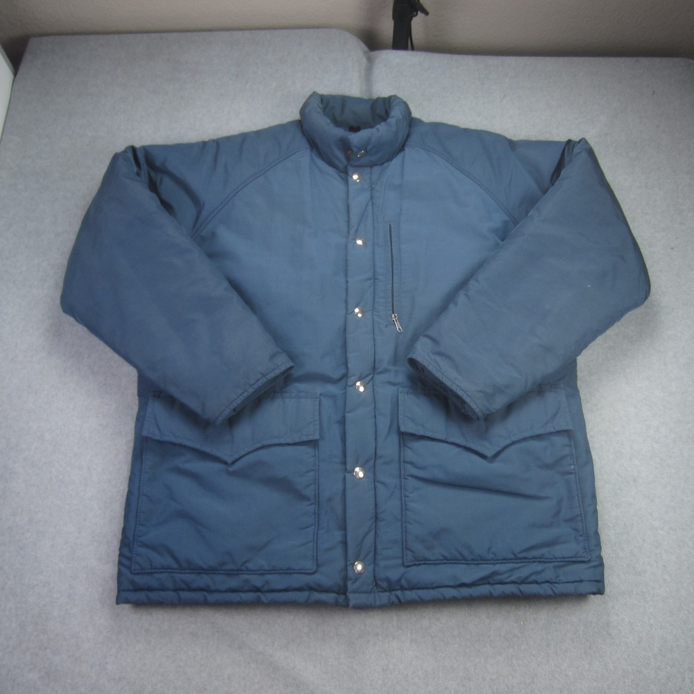 Vtg Woolrich Jacket Men XL Blue Snap Front‎ Quilted Lined Insulated Outdoor Coat